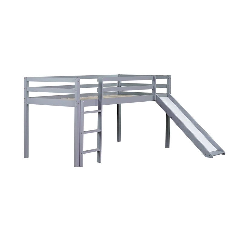 Twin Loft Bed with Slide and Low-Profile Design