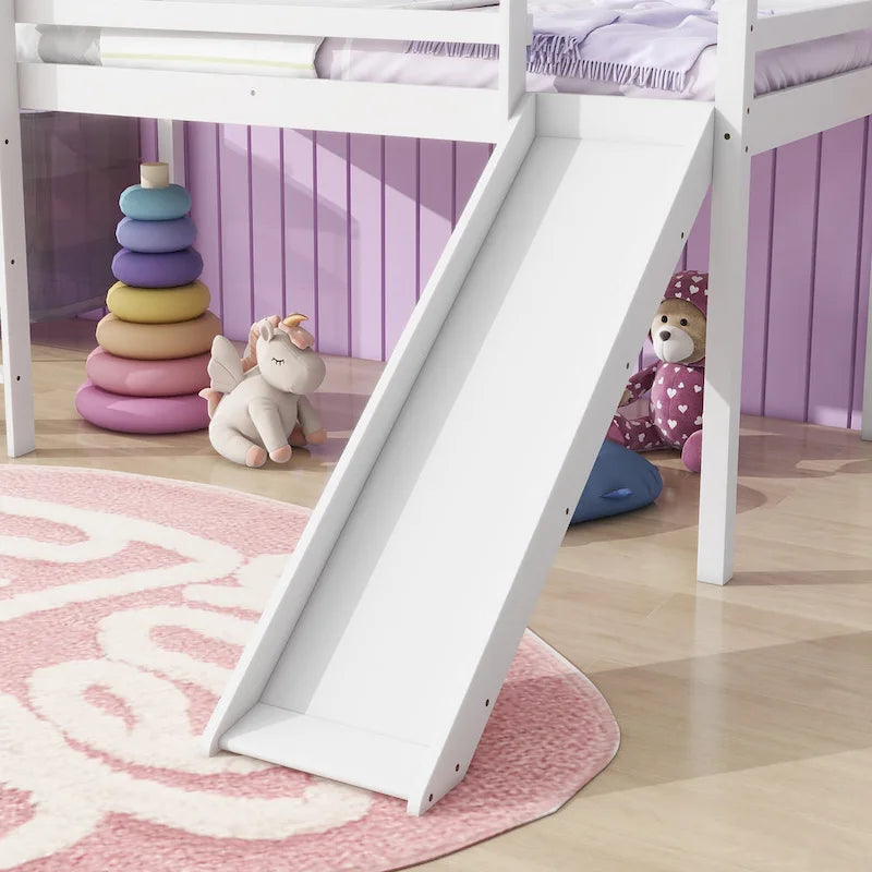 Twin Loft Bed with Slide and Low-Profile Design