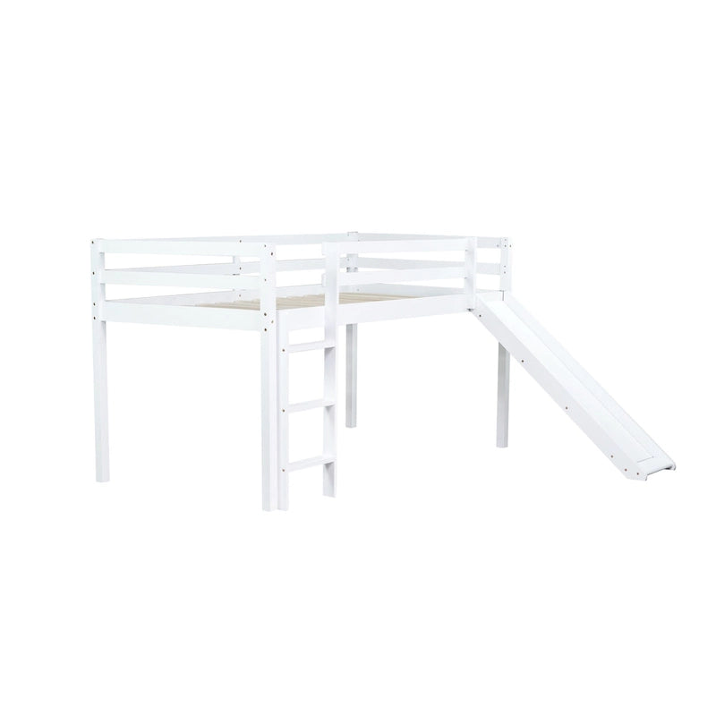 Twin Loft Bed with Slide and Low-Profile Design