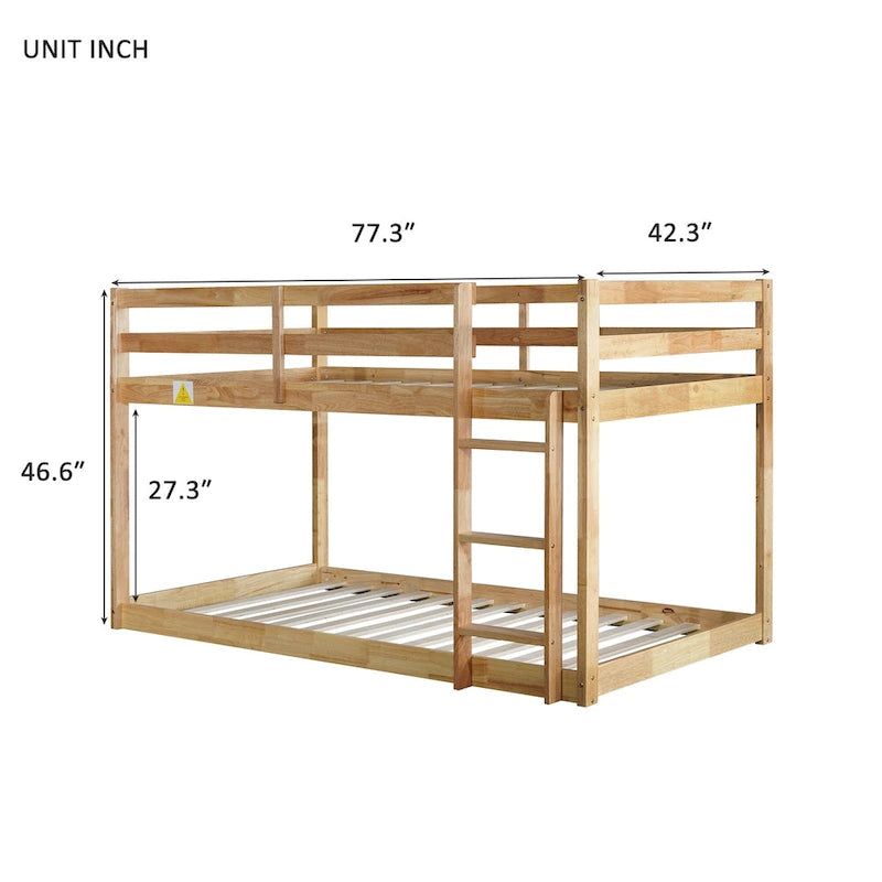 Twin Loft Bed with Dual 13-Slat Platforms and Low-Profile Design