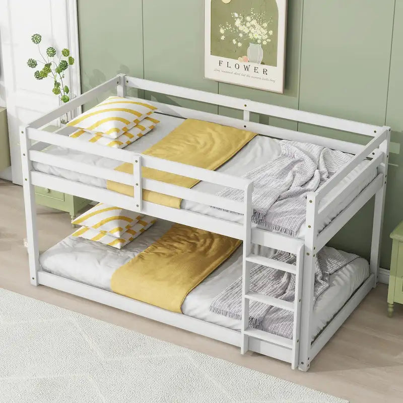 Twin Loft Bed with Dual 13-Slat Platforms and Low-Profile Design
