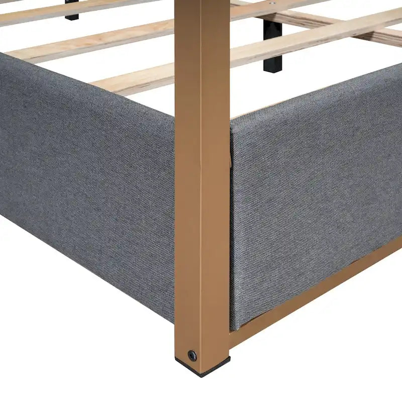 Full Size Metal Loft Bed with Storage Shelves, Cabinets and Wardrobe Metal Support Bed Frame for Kids, No Box Spring Needed