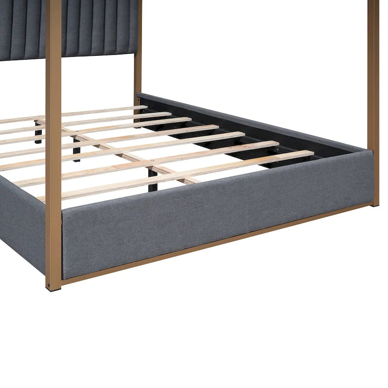 Full Size Metal Loft Bed with Storage Shelves, Cabinets and Wardrobe Metal Support Bed Frame for Kids, No Box Spring Needed