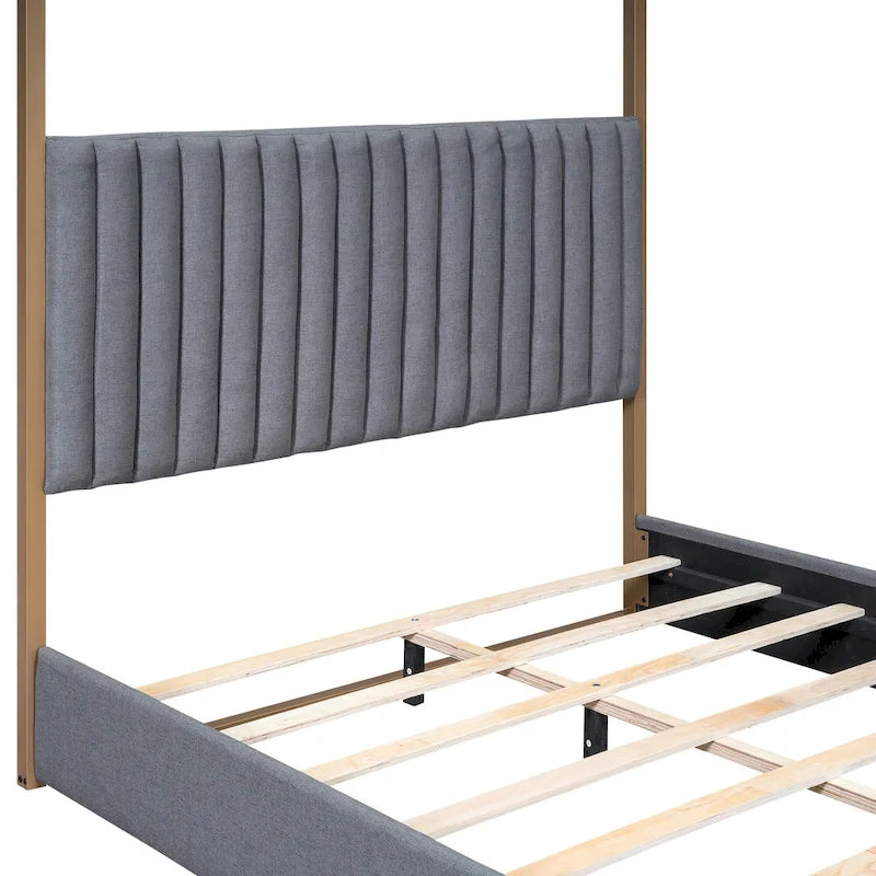 Full Size Metal Loft Bed with Storage Shelves, Cabinets and Wardrobe Metal Support Bed Frame for Kids, No Box Spring Needed