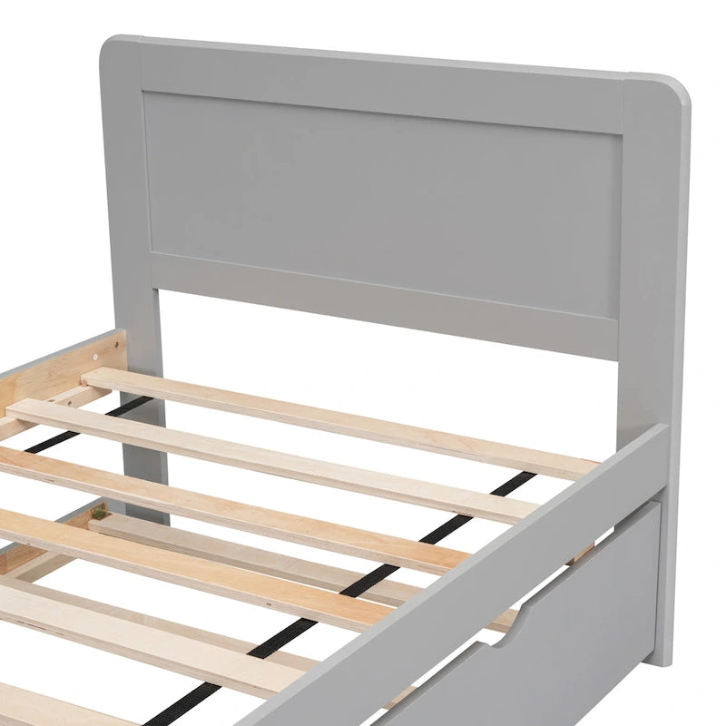 Grey Wood Twin Bed with Trundle