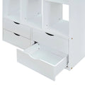 White Twin Size Solid Wood Loft Bed with Shelves & LED Light