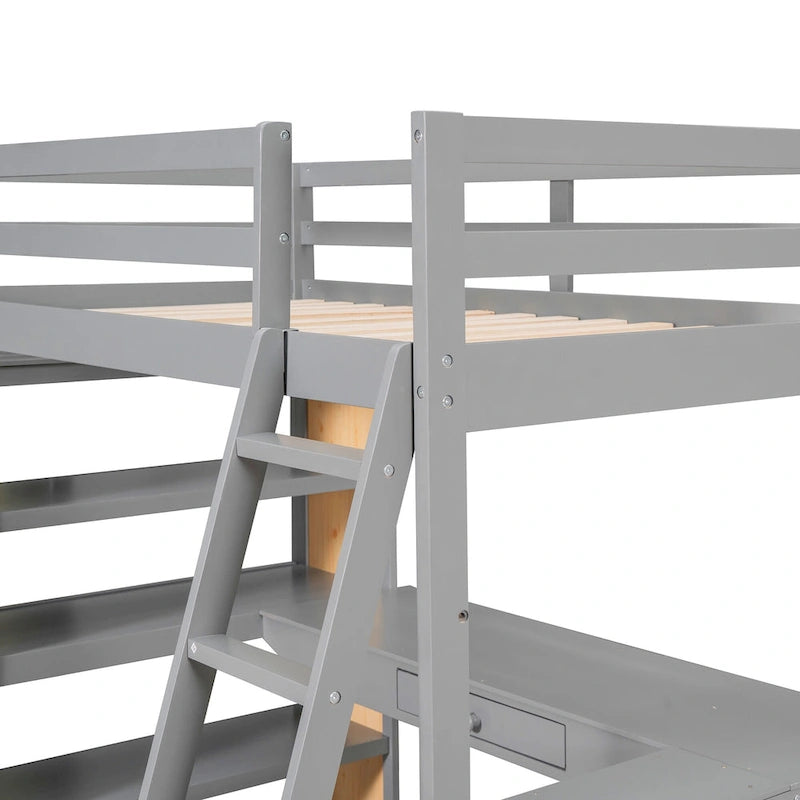 Loft Bed with Desk and Shelves