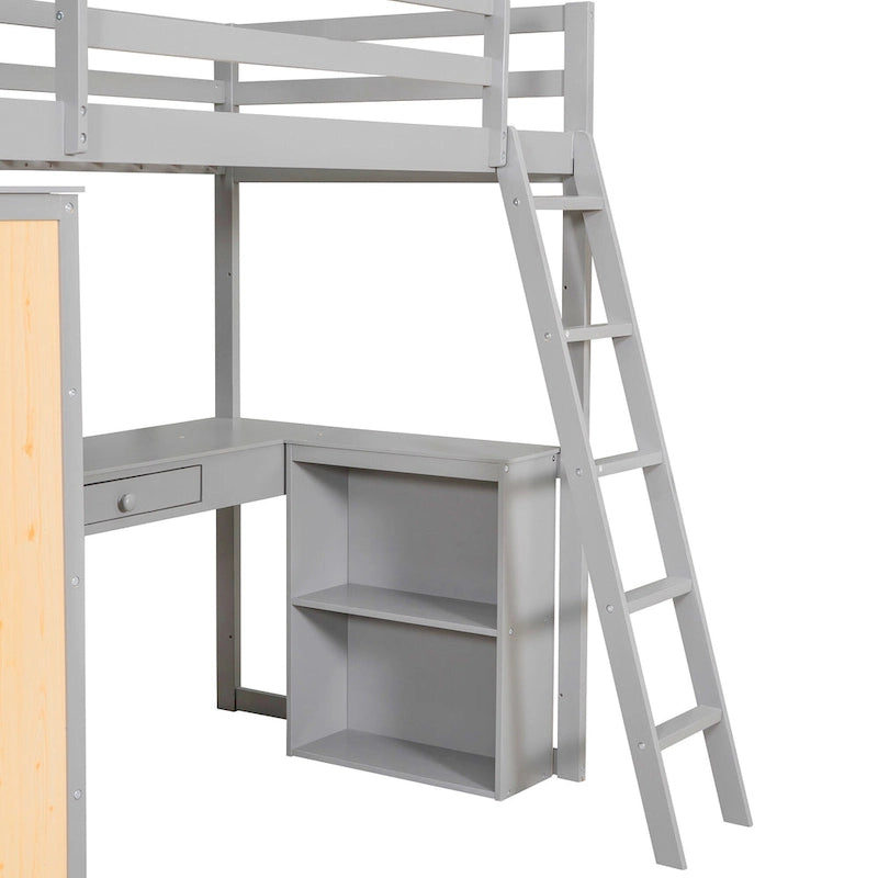 Loft Bed with Desk and Shelves
