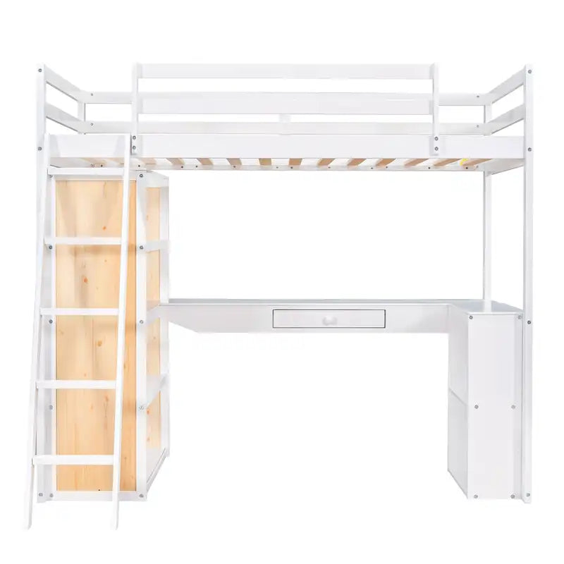 Loft Bed with Desk and Shelves
