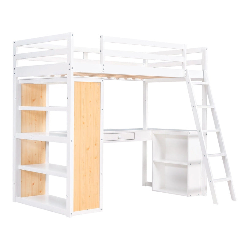 Loft Bed with Desk and Shelves
