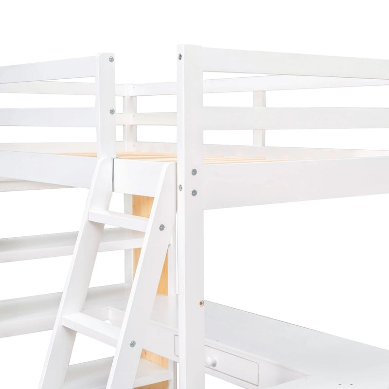 Loft Bed with Desk and Shelves