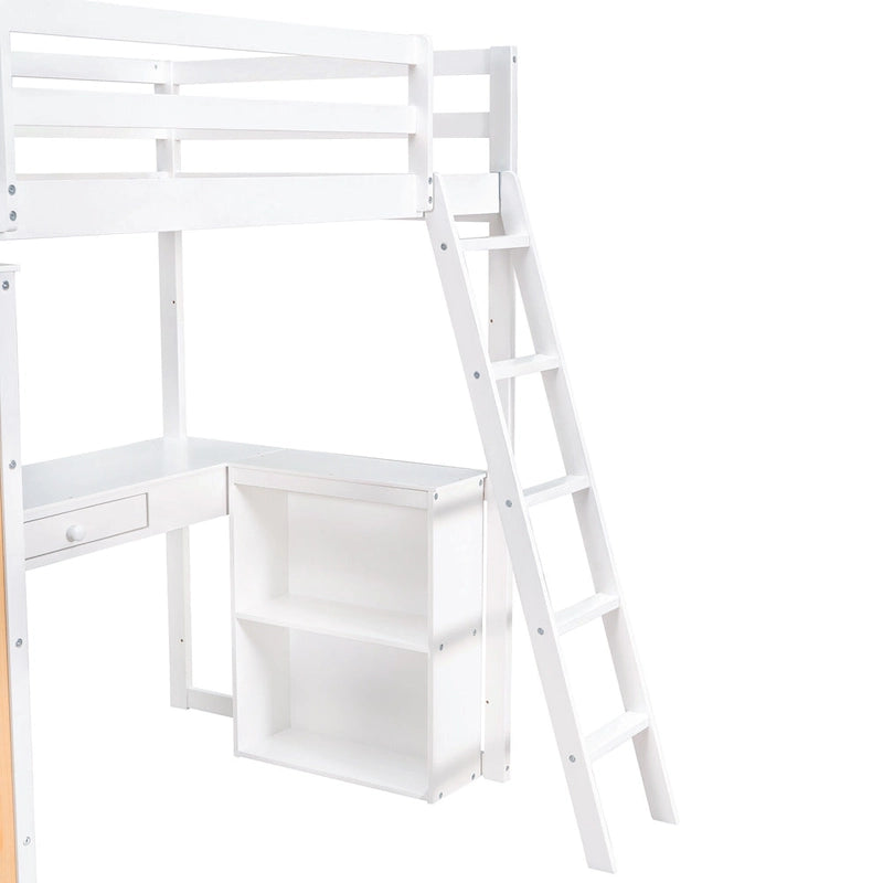 Loft Bed with Desk and Shelves