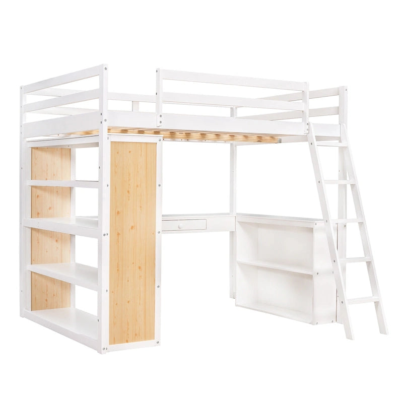 Loft Bed with Desk and Shelves
