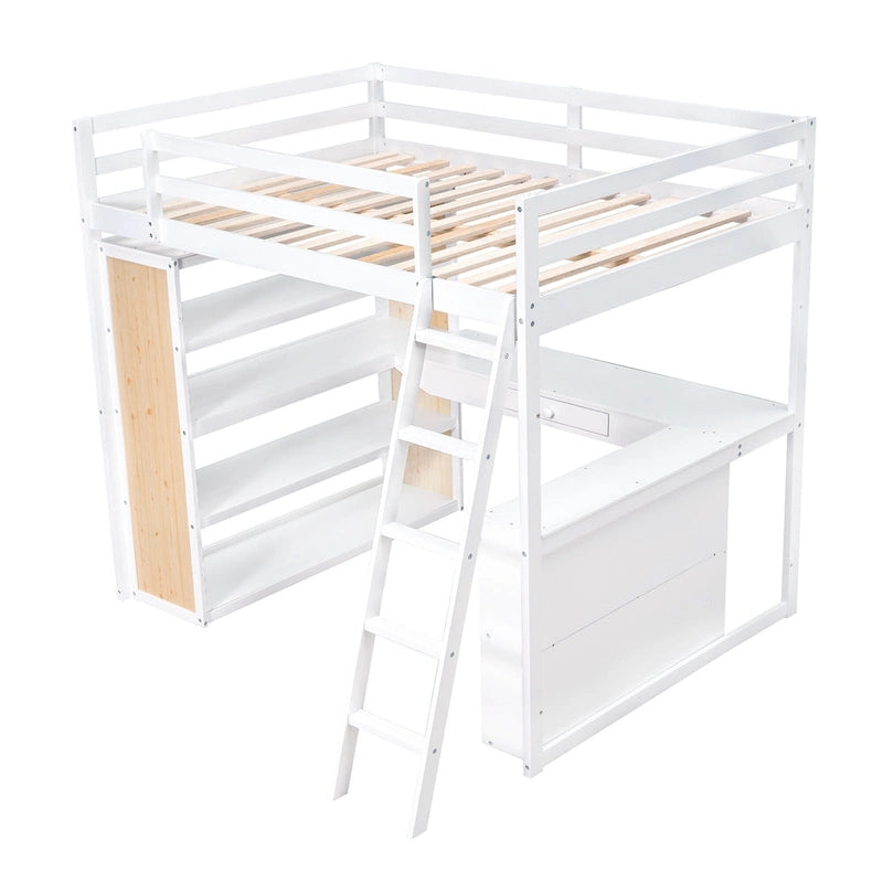 Loft Bed with Desk and Shelves