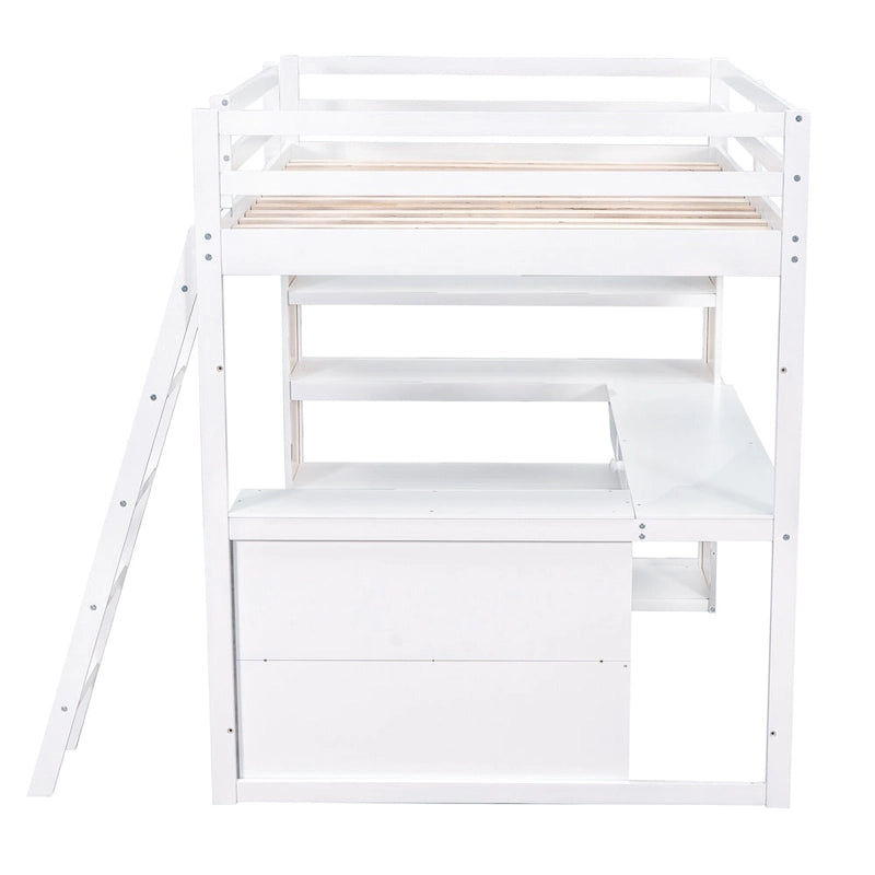 Loft Bed with Desk and Shelves