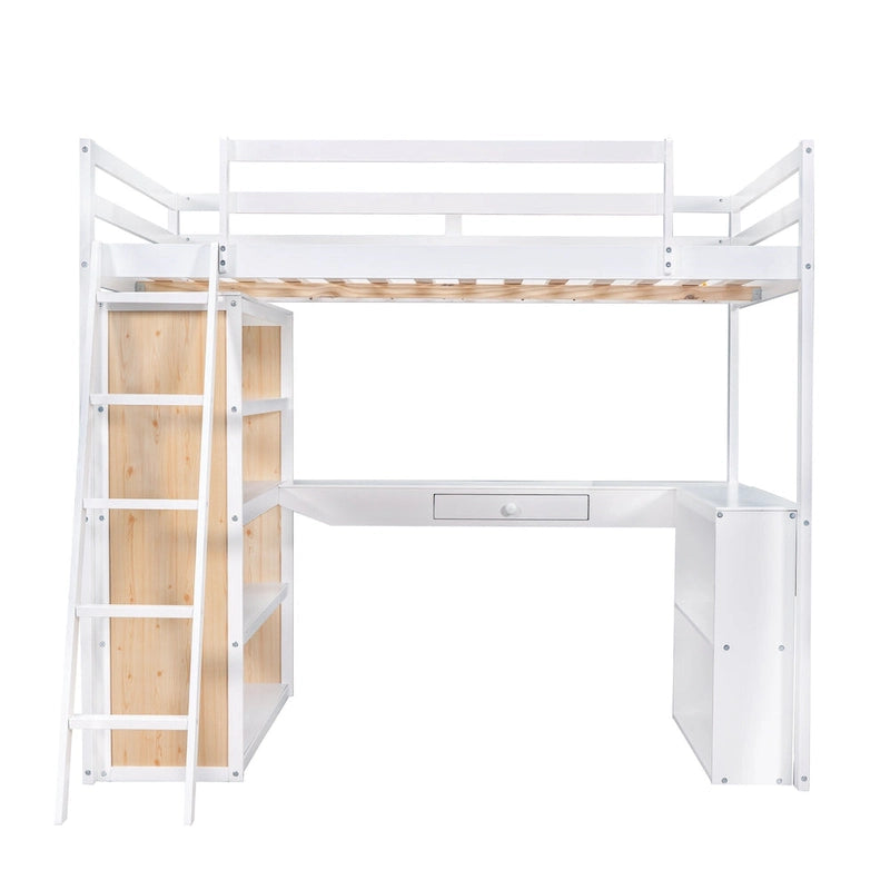 Loft Bed with Desk and Shelves