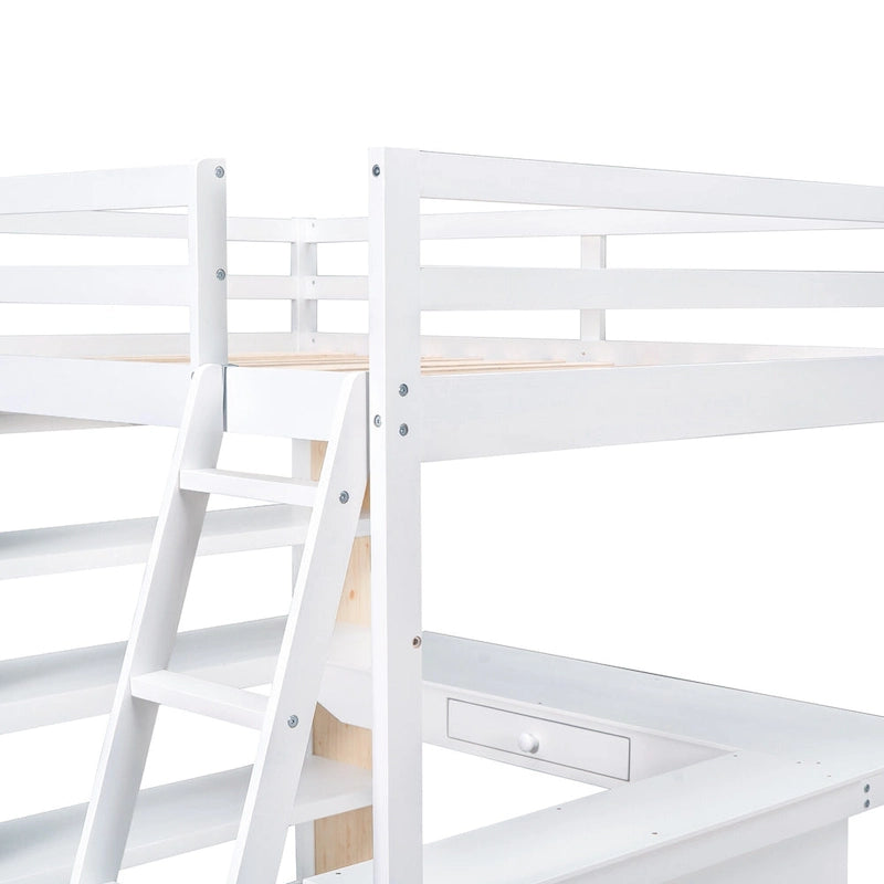 Loft Bed with Desk and Shelves