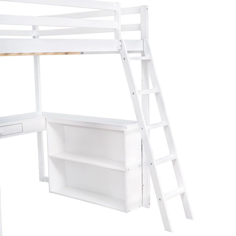 Loft Bed with Desk and Shelves