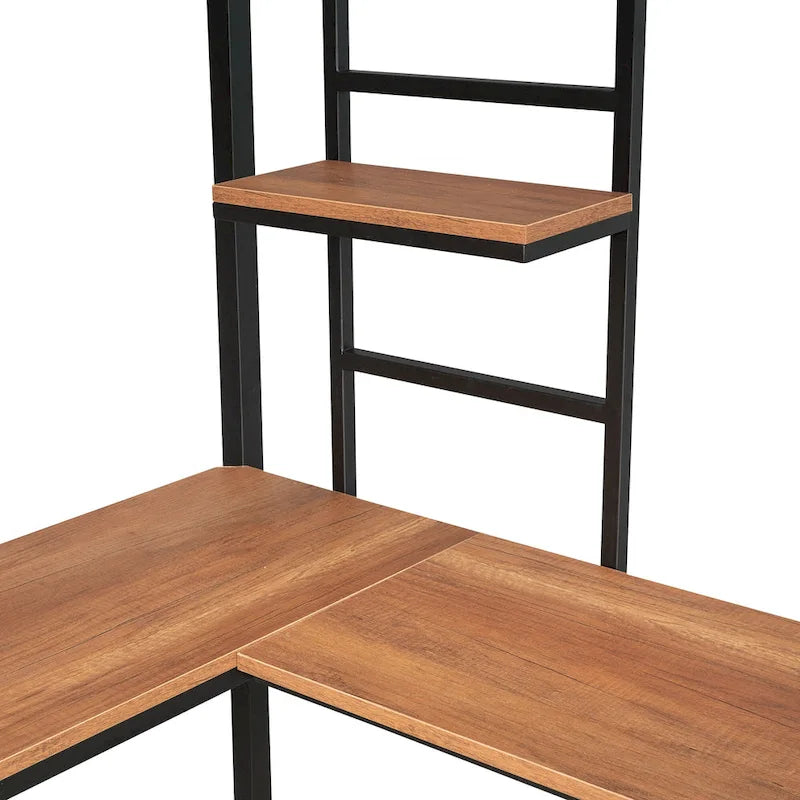 Black Twin Metal Loft Bed with Desk & Shelf