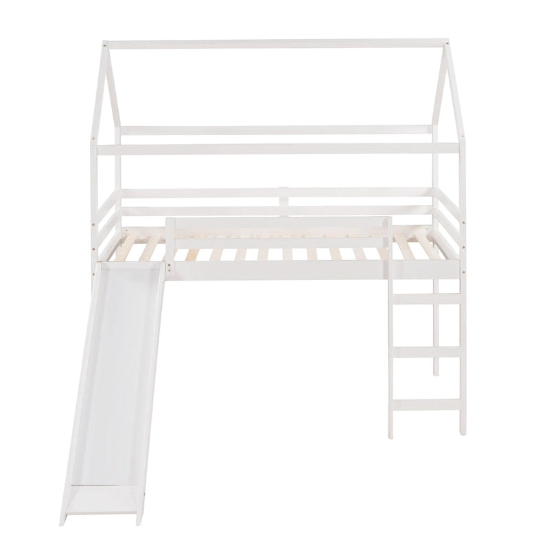 Twin Pine Loft House Bed with Slide