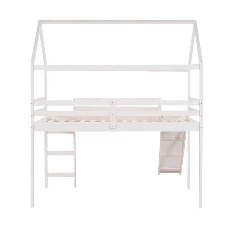 Twin Pine Loft House Bed with Slide