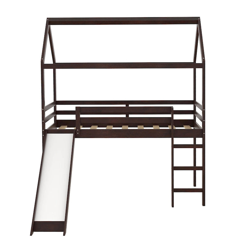 Twin Pine Loft House Bed with Slide