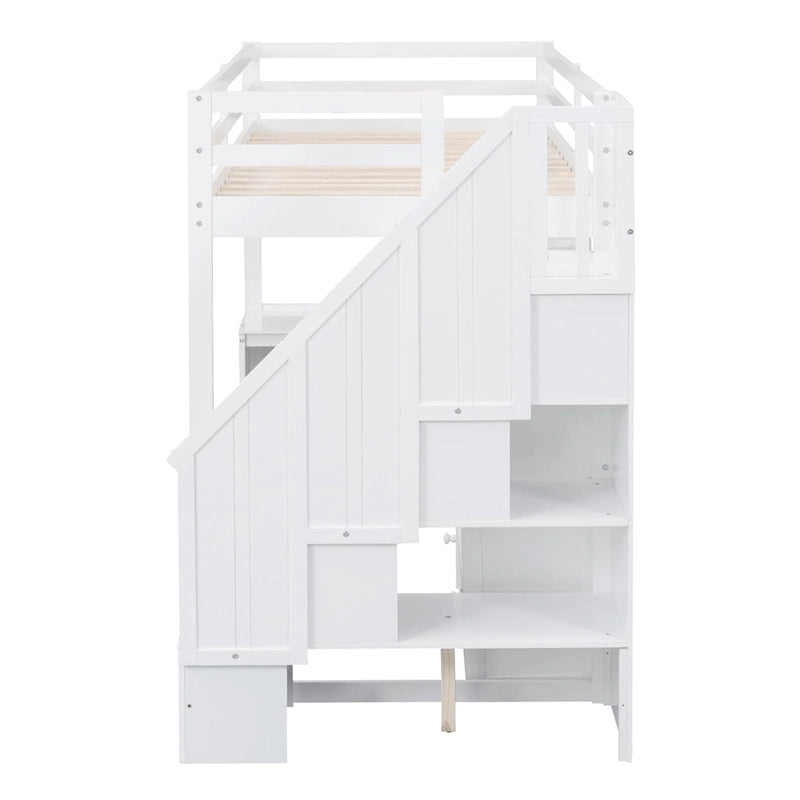 Twin Pine Loft Bed with L-Shaped Desk