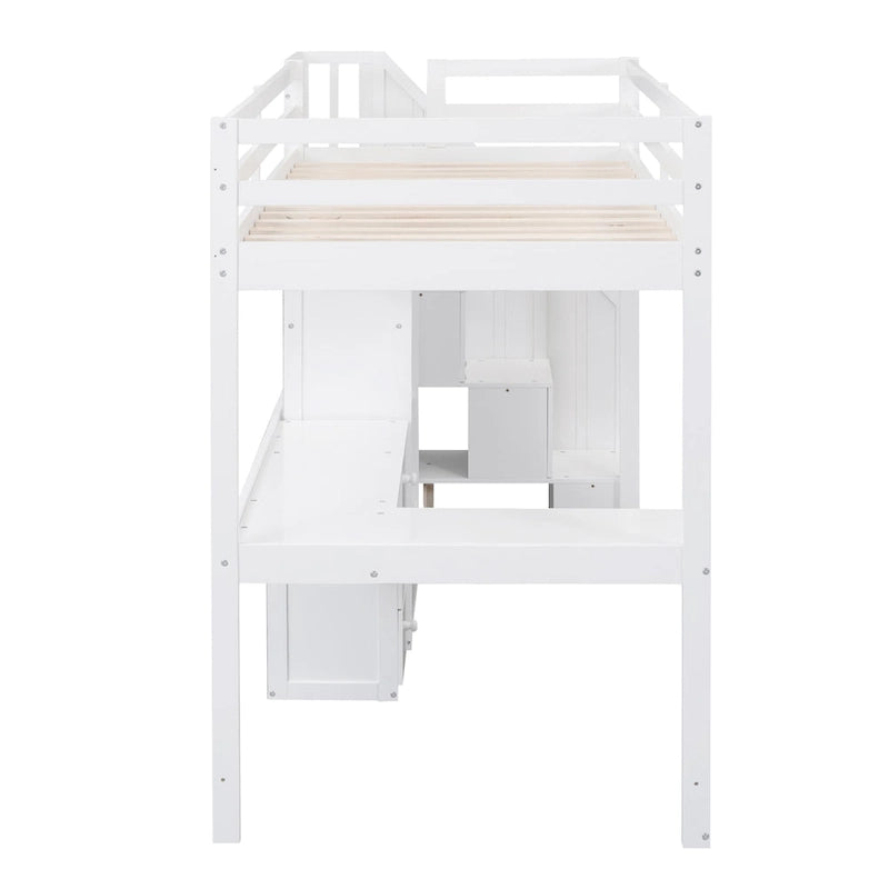Twin Pine Loft Bed with L-Shaped Desk