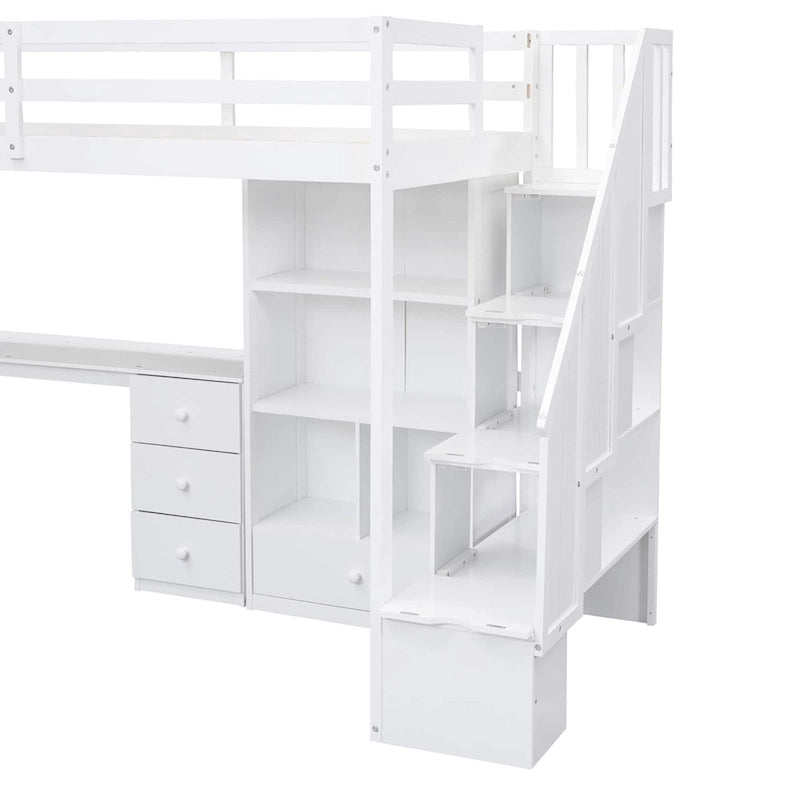 Twin Pine Loft Bed with L-Shaped Desk