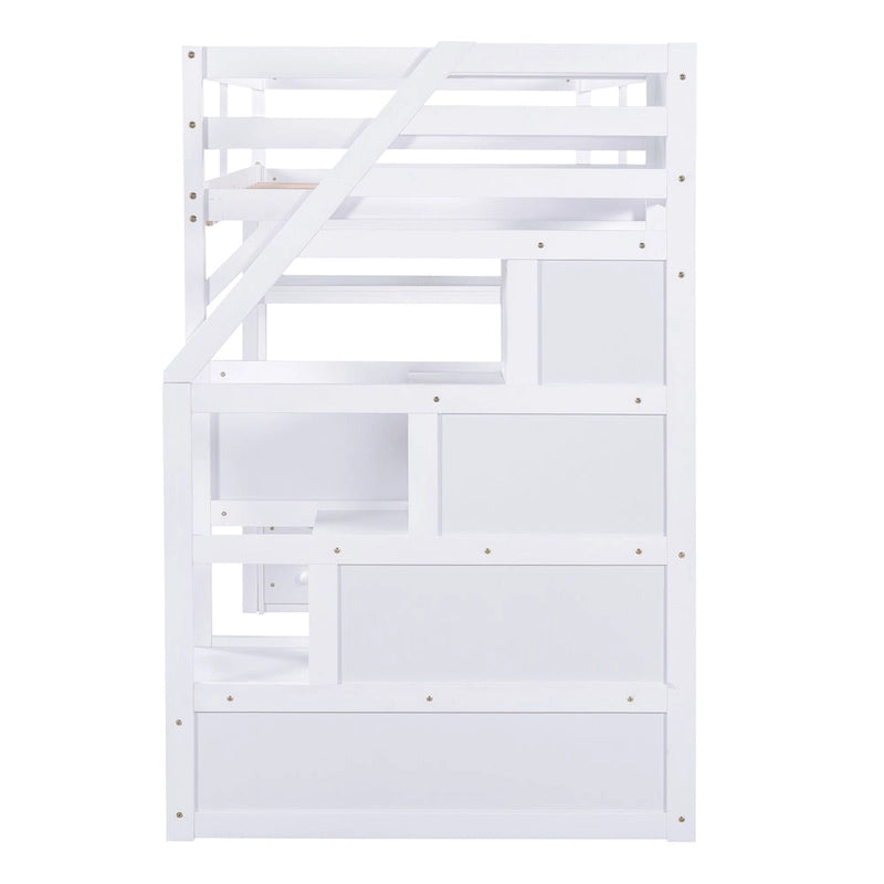 Pine Loft Bed with Desk and Storage