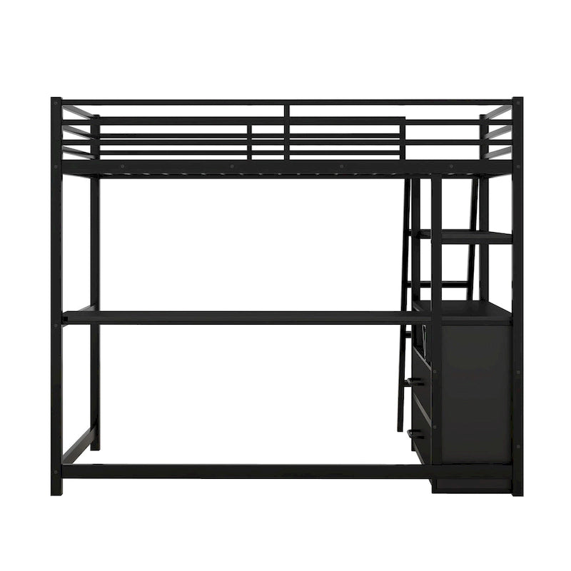 Modern Twin Metal & Wood Loft Bed