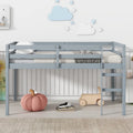 Grey Twin Rubber Wood Loft Bed with Strengthened Slats