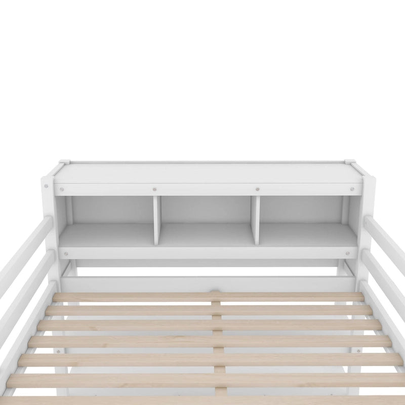 Full Pine Wood Loft Bed with Cabinet & Desk