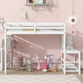 Twin Size Pine Wood High Loft Bed with Ladder and Guardrails